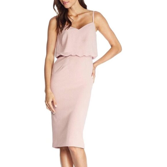 Dress the Population Alondra Sheath Cocktail Midi Dress in Blush – Size XL - Picture 1 of 8